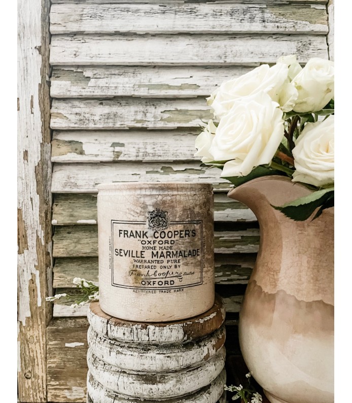 Antique English Frank Cooper's Seville Marmalade 2lb. Ironstone crock. Gorgeous Patina/Coloring